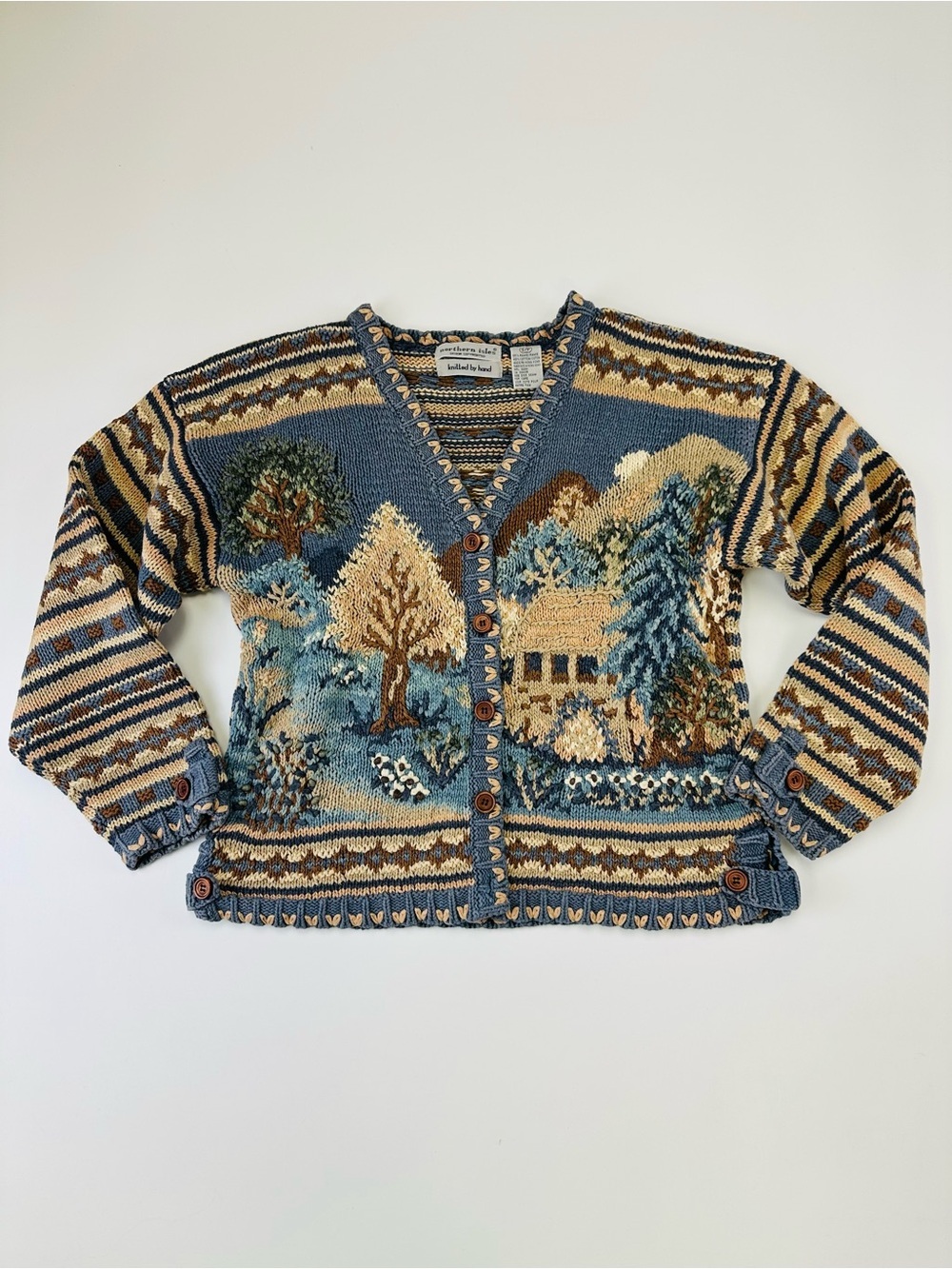 Vintage 90s Northern Isles Handknit Cottage Cardigan S Cottagecore
